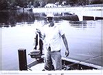John Frick at the dock with a couple of largemouth bass caught in Wye Mills Pond on a Bill Plummer Bass Frog in July 1967.