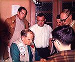 George Rogers (green shirt) at the fly tying table. June 1969. George loved Orvis bamboo rods, was active in the Maryland Fly Anglers and Brotherhood of the Jungle Cock. A couple of his best friends w