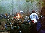 A wet, dreary, but exciting conclusion for young men and their sponsors at the 2011 Campfire gathering at the annual meeting of the Brotherhood of the Jungle Cock in the Catoctin Mountains of Maryland